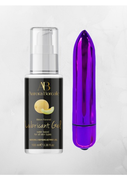 Aurora Boreale Kavun Aromalı Kayganlaştırcı Jel 100ML + Mini Kurşun Vibratör Mor