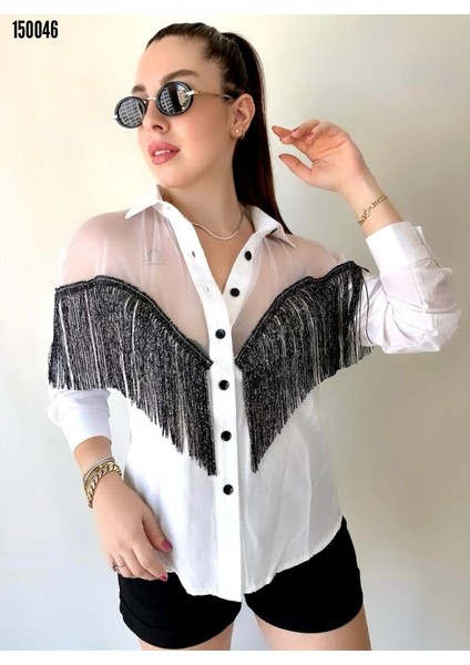 Kadın Püskül Detay Poplin Gömlek Bluz Fırsat Ürün modelleri