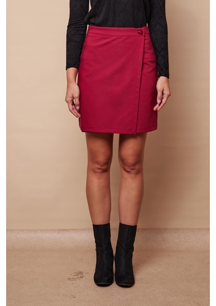 Kadın Yüksek Bel Kruvaze Model Hafif Likralı Şık Kumaş Ofis Kalem Etek-Bordo fırsatları