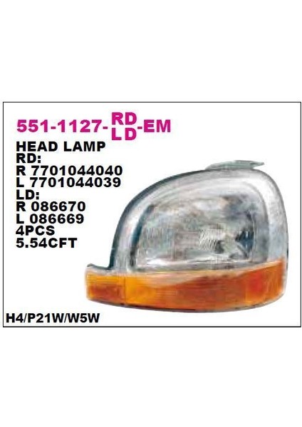 DEPO-551-1127L-LD-EM - On Far Sol Elektrıklı Renault Kangoo 97-