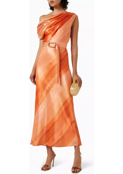 Boise Saten Midi Elbise, Melon Watercolour modelleri