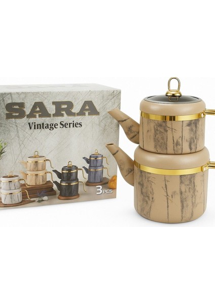 Vintage Series Elit Granit Çaydanlık Takımı - Altın Detay Saplı Isıya Dayanıklı fiyatları