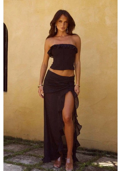 Javiya Maxi Etek - Şık ve Feminine Tasarım, Yan Yırtmaç ile Zarafetinizi Tamamlayın