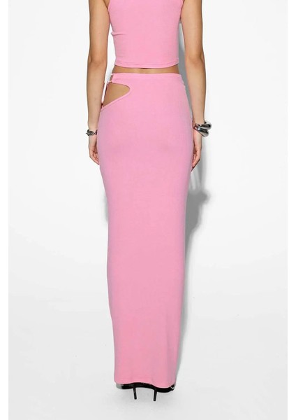 Pembe Bambi Maxi Etek - Kesik Detaylı, Esnek Bel, Şık Tasarım modelleri