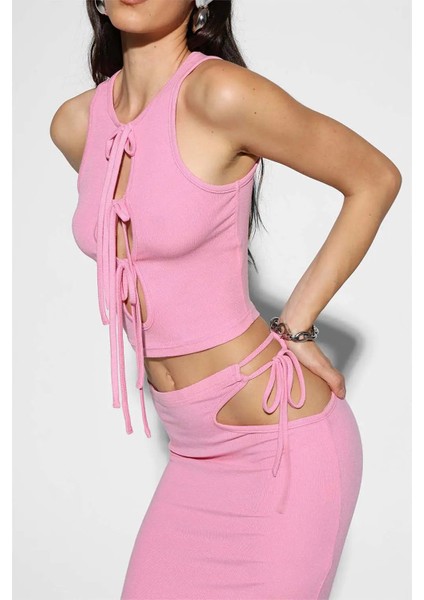 Pembe Bambi Maxi Etek - Kesik Detaylı, Esnek Bel, Şık Tasarım fırsatları