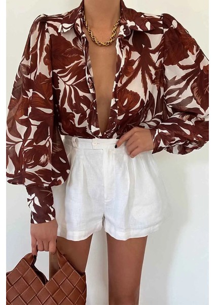 Fleetwood Blouse - Rahat Kesimli, Düğmeli, Uzun Püskül Kol Bluz