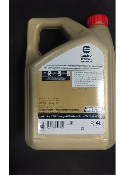 Edge 0W-20 Ll Iv 4 Litre Motor Yağı fiyatları
