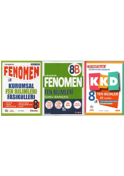 Fenomen 8.sınıf Kurumsal Fasiküller+Fenomen 8b+Kurmay Kkd Fen Bilimleri (3 Kitap)