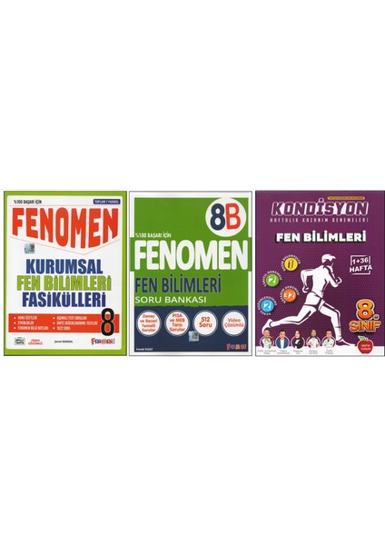 Fenomen 8.sınıf Kurumsal Fasikülleri+Fenomen 8b+Newton Kondisyon Fen Bilimleri (3 Kitap)