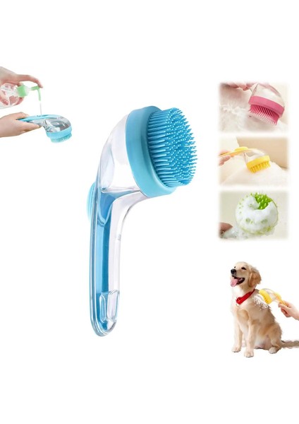 Pet Banyo Fırçası 2 Içinde 1 Köpek Banyosu Fırçası Dahili Şampuan Dağıtıcı Banyo Için Pet Yı Fırçası Köpek Tımarlama Masaj Fırçası Renk: Mavi Ince Dişler (Yurt Dışından)