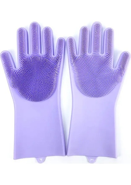 Evcil Hayvan Bakım Eldivenleri Köpek Kedi Banyo Temizlik Eldiven Şampuan Yı Temiz Yumuşak Silikon Epilasyon Eldiven Eli Cilt Koruma Renk: Mor (Yurt Dışından)