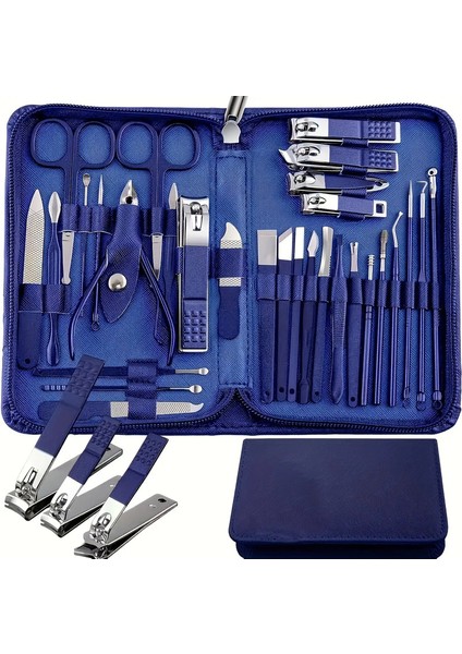 30PCS Profesyonel Paslanmaz Çelik Tırnak Clipper Set Yeşil Tırnak Araçları Manikür Pedikür Seti 30 Pcs Seyahat Timeyi Renk: Mavi 30 Pcs Seti (Yurt Dışından)