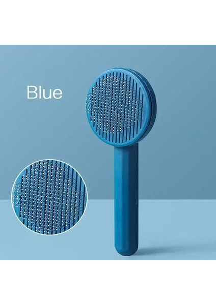 Evcil Hayvan Bakım Tarağı Debriting Kendi Kendini Temizleme Iğne Tarağı Kediler ve Köpekler Epilasyon Masaj Aracı Renk: Mavi (Yurt Dışından)