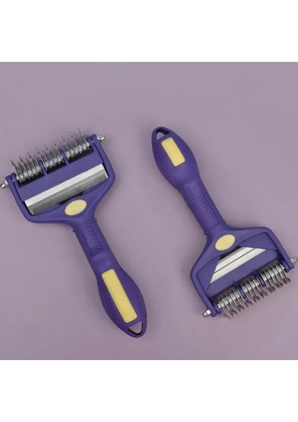 Köpek Fırça Bıçağı Tarak Köpekler Için Çift Taraflı Taraklar Saç Düğümü Açılış Evcil Hayvan Tımar Köpekleri Fırça Katlanabilir Bıçak Evcil Hayvan Saçları Sökme Renk: Mor (Yurt Dışından)