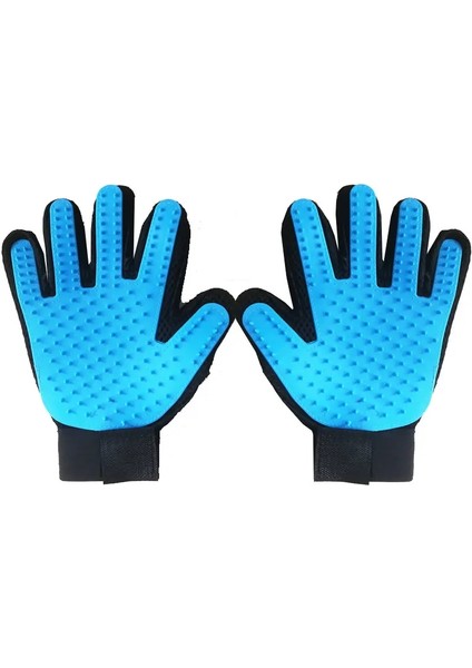 Ikili Hareketli Bakım Eldiveni-Kediler/köpekler Için Silikon Kauçuk Deshedding Fırça Masaj Eldiveni, Su Geçirmez Evcil Banyo Glovecolor: Sky Mavisi (Yurt Dışından)