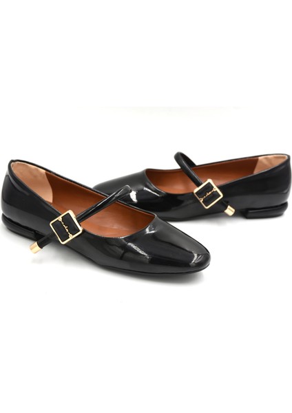 Yuvarlak Burun Günlük Kadın Babet Rugan Siyah modelleri