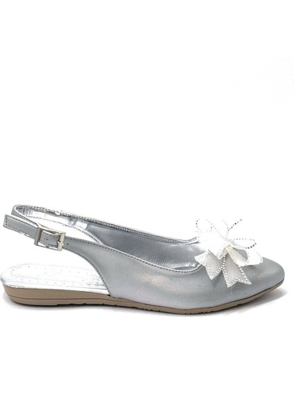 (Shoes) Fiyonklu Günlük Kadın Babet Gumüş modelleri