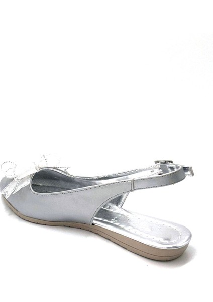 (Shoes) Fiyonklu Günlük Kadın Babet Gumüş fırsatları