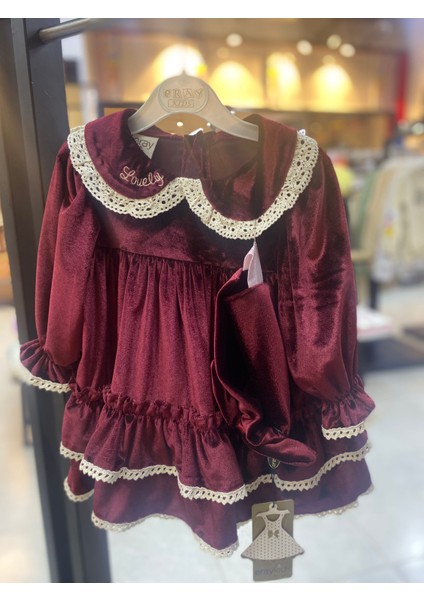 Kadife Kız Bebek Elbisesi