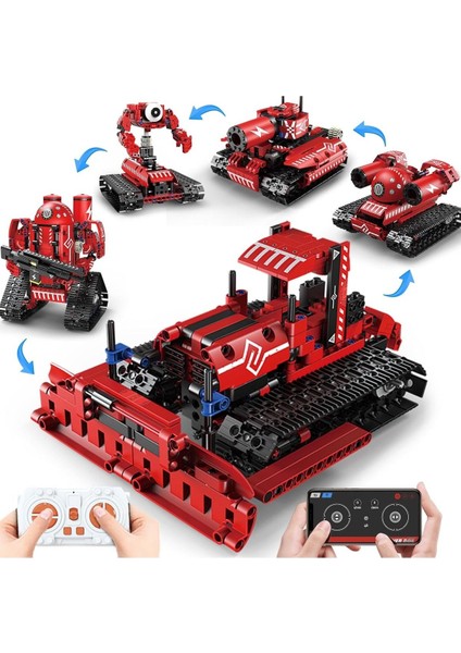 5'i 1 Arada Uzaktan Kumandalı Yapı Kiti, Robot, Tank, Buldozer, Stem Oyuncağı, 7-12 Yaş Için
