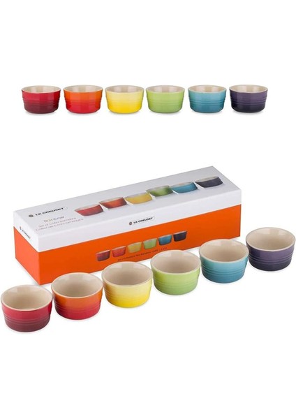 6'lı Mini Seramik Kalıp Seti, 100 Ml, Gökkuşağı Renkli fiyatları