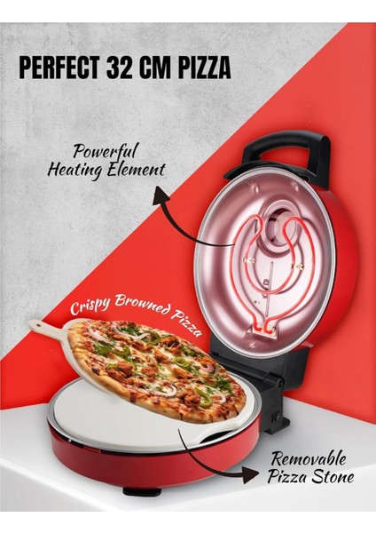 Viva Italia Pizza Fırını, 320°C Elektrikli Fırın, Şamot Taşı Dahil fiyatları