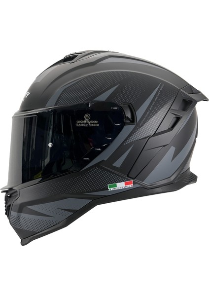 Sw 867 Asphalt Siyah - Gri Kapalı Motosiklet Kaskı