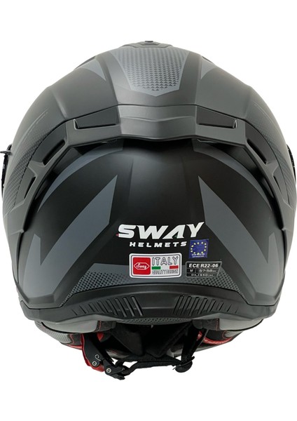 Sw 867 Asphalt Siyah - Gri Kapalı Motosiklet Kaskı