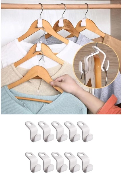 10 Adet Çok Amaçlı Askı Çoklayıcı Kanca Klips Dolap Elbise Askısı