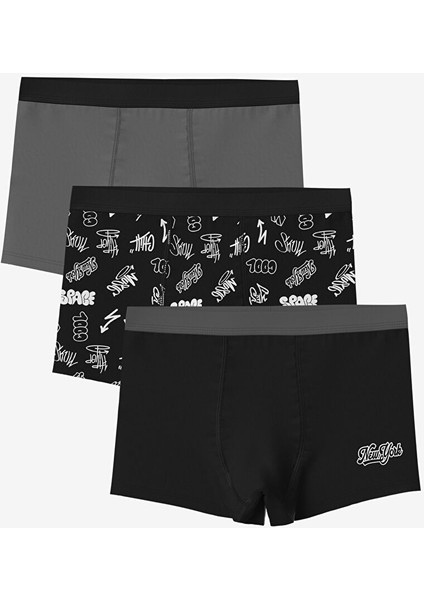 Yeni Sezon Baskili Erkek Cocuk Boxer 3'lu - S5FO76Z4