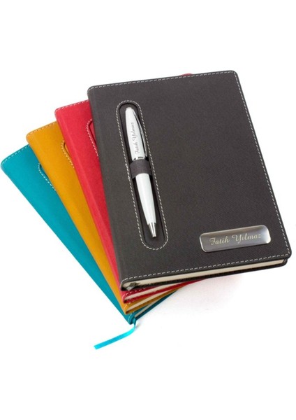 Kişiye Özel Kumaş Desenli Defter ve Tükenmez Kalem Seti