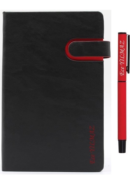 Kişiye Özel Renk Detaylı Defter ve Roller Kalem Seti - Renk Seçenekli
