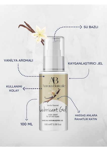 Aurora Boreale Vanilya Aromalı Kayganlaştırcı Jel 100ML + Mücevherli Çelik Plug Küçük