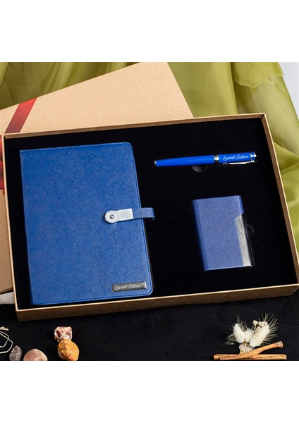 Kişiye Özel Usb'li Defter Kartvizitlik ve Roller Kalem Kutulu Set