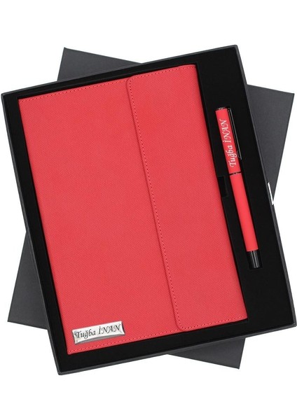 Kişiye Özel Kutulu Premium Defter ve Roller Kalem Seti