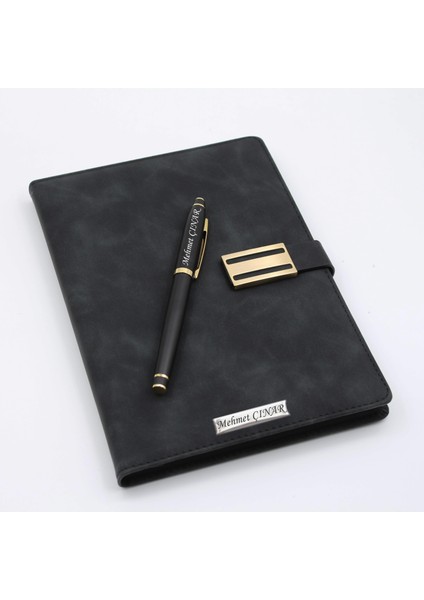 Kişiye Özel Metal Klipsli Premium Defter ve Roller Kalem Seti - Renk Seçenekli fiyatları
