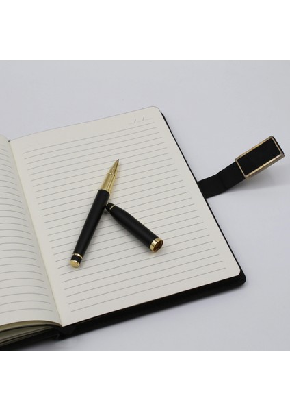 Kişiye Özel Metal Klipsli Premium Defter ve Roller Kalem Seti - Renk Seçenekli modelleri