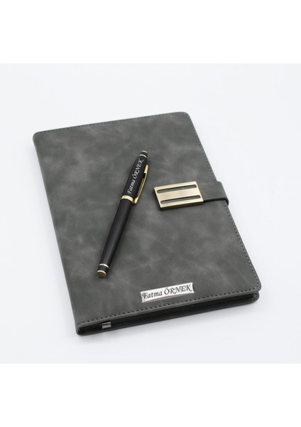 Kişiye Özel Metal Klipsli Premium Defter ve Roller Kalem Seti - Renk Seçenekli fiyatları
