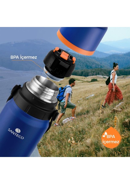 Santeco Çelik Termos 1200 ml Mavi