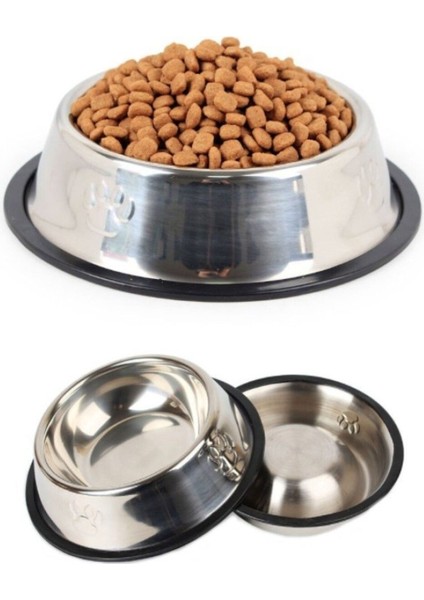 Paslanmaz Çelik Mama ve Su Kabı, 3 Farklı Boyut, Sağlıklı ve Dayanıklı Tasarım