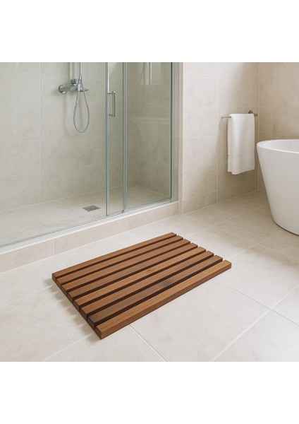 Katlanabilir Ahşap Kaydırmaz Banyo Paspası