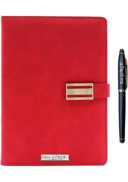 Kişiye Özel Metal Klipsli Premium Defter ve Roller Kalem Seti - Renk Seçenekli