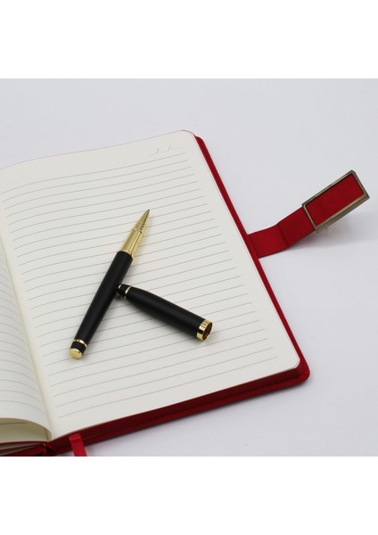 Kişiye Özel Metal Klipsli Premium Defter ve Roller Kalem Seti - Renk Seçenekli modelleri