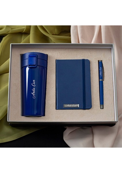Kişiye Özel Termos Defter ve Kalem Özel Tasarım Kutulu Premium Hediye Seti