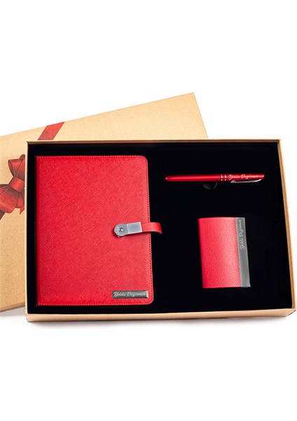 Kişiye Özel Usb'li Defter Kartvizitlik ve Roller Kalem Kutulu Set