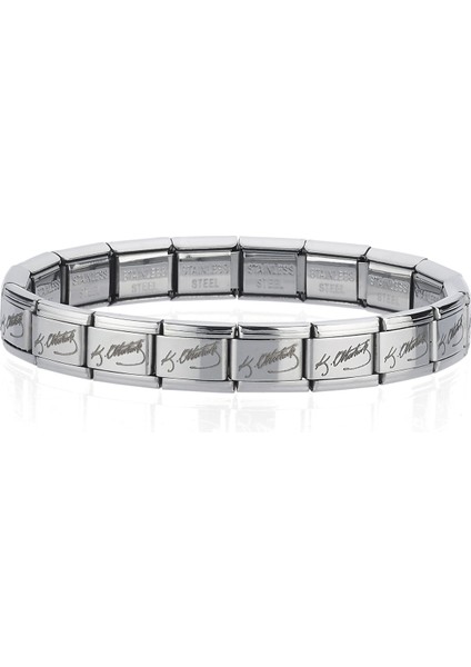 K. Atatürk Imzalı Italyan Charm Unisex Çelik Bileklik 21CM SCB61