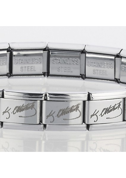 K. Atatürk Imzalı Italyan Charm Unisex Çelik Bileklik 21CM SCB61 fiyatları