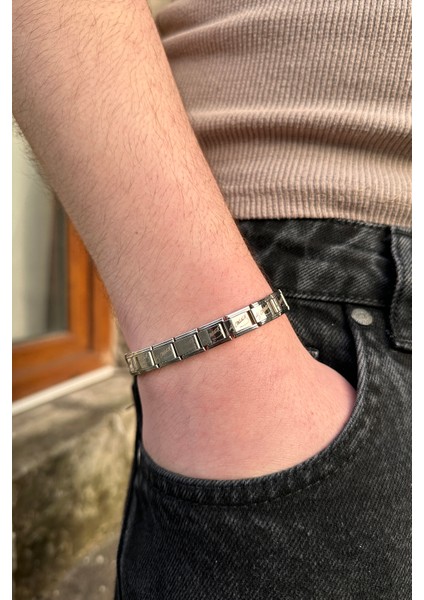 K. Atatürk Imzalı Italyan Charm Unisex Çelik Bileklik 21CM SCB61 modelleri