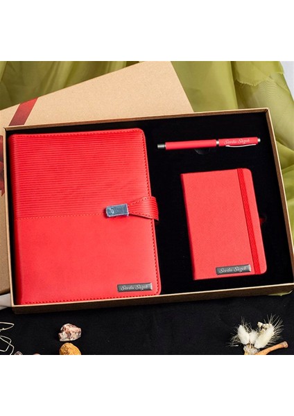 Kişiye Özel Kutulu Tarihsiz ajanda, kalem ve Not Defter Seti