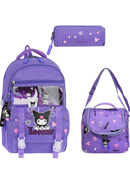Kuromi Beslenmeli Kalemlikli Ilkokul Sırt Çantası
